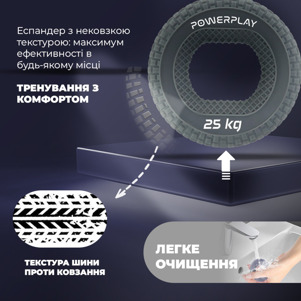 Еспандер PowerPlay PP-4333 Hand Grip Large 25 кг Сірий (PP_4333_Grey_25kg) - изображение 10