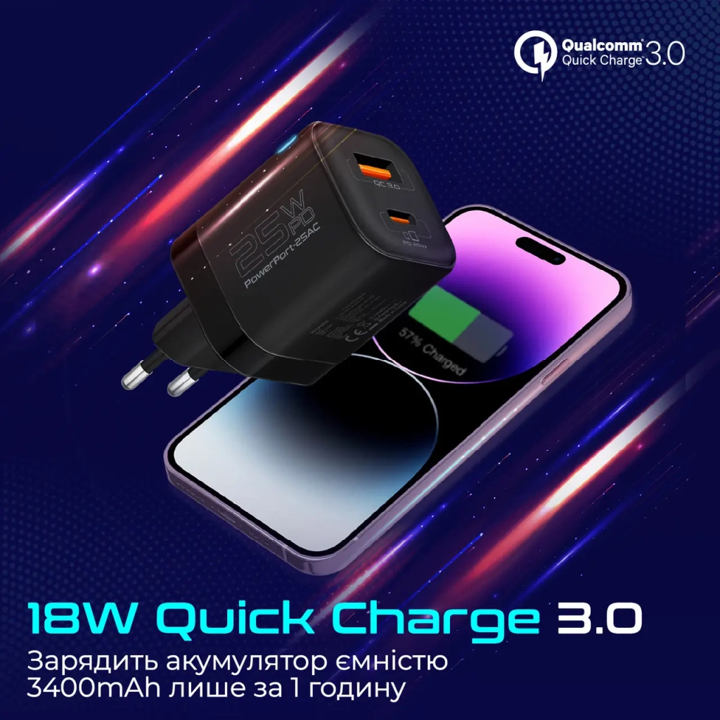 Зарядний пристрій Promate powerport-25ac.black - зображення 5