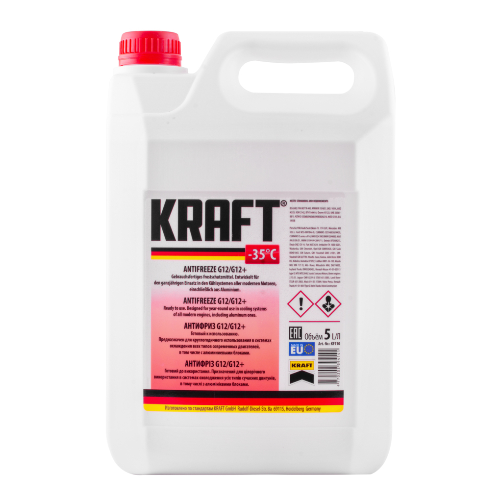 Антифриз KRAFT G12/G12+ -35 (червоний) 5л (KF110) - зображення 1