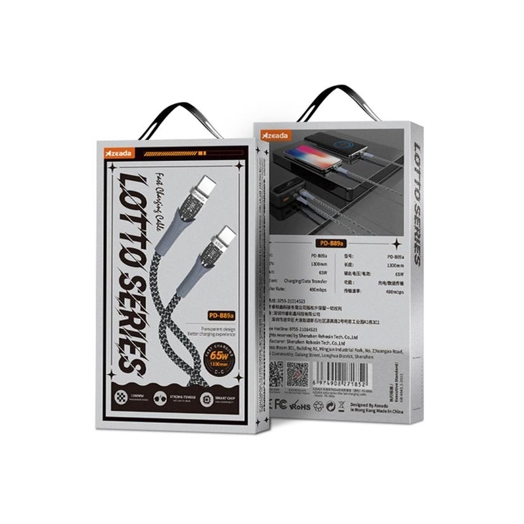 Дата кабель USB-C to USB-C 1.3m Lotto PD-B89CC Black Proda (PD-B89 (C-C)-BK) - зображення 2