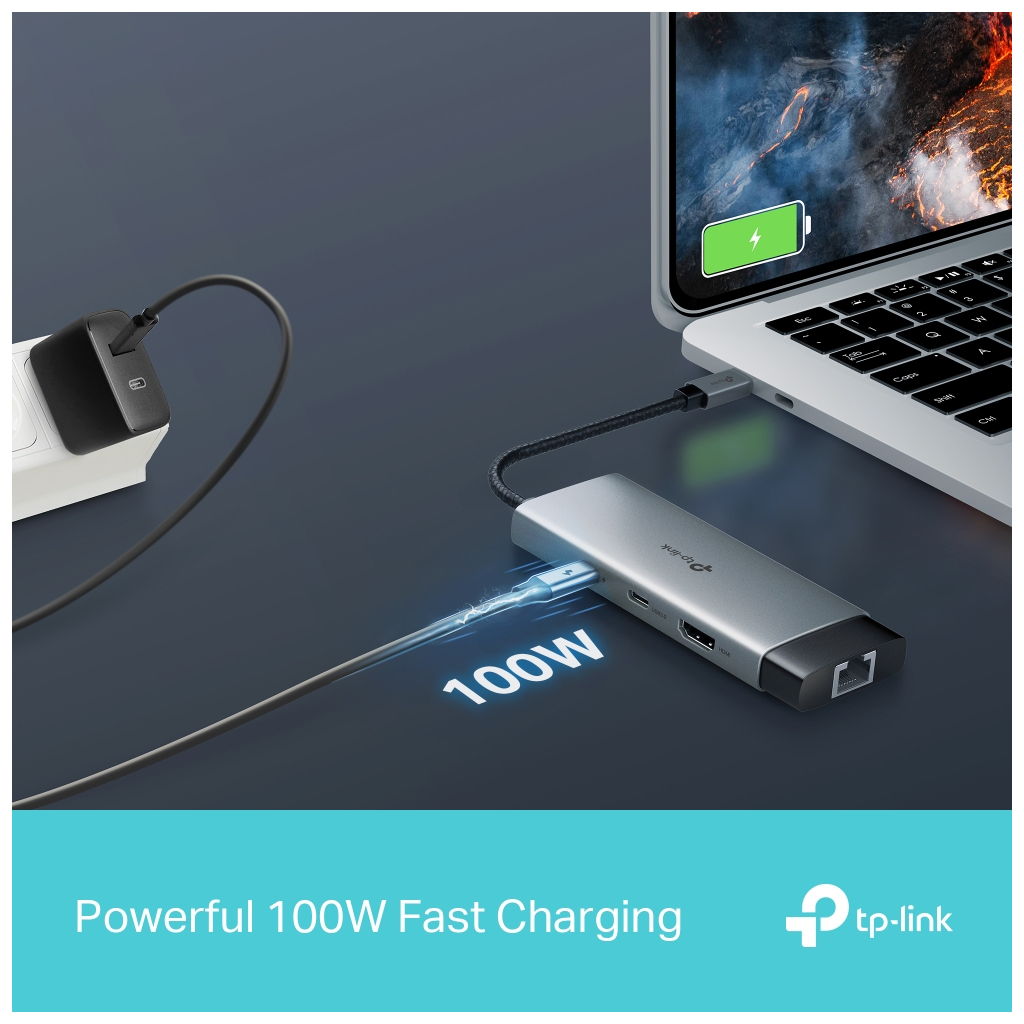Концентратор TP-Link USB 3.0 6-in-1 2xUSB 3.0 + 1xUSB-C + 1xHDMI + 1xRJ45 + PD 100W (UH6120C) - зображення 9