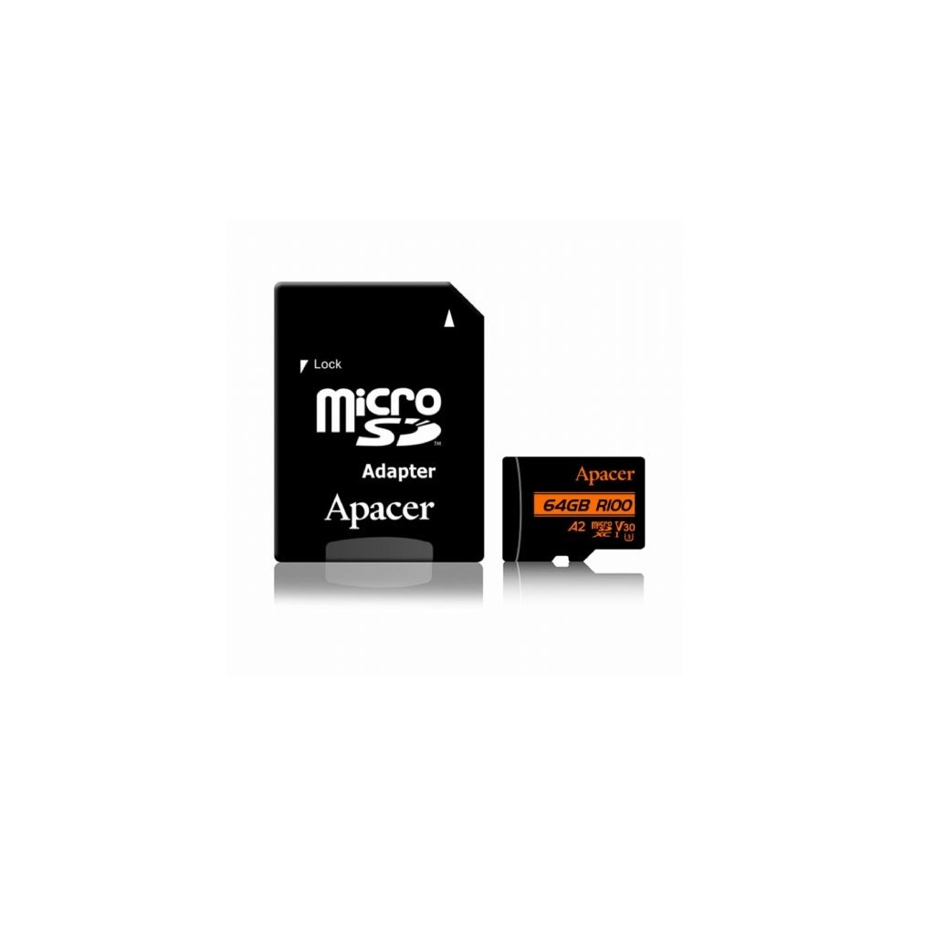 Карта пам'яті Apacer 64GB microSD class 10 UHS-I U3 (AP64GMCSX10U8-R) - зображення 1