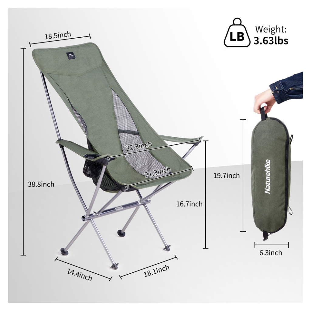 Крісло складане Naturehike CNK2300JU0003, зелене (6976023929472) - зображення 3