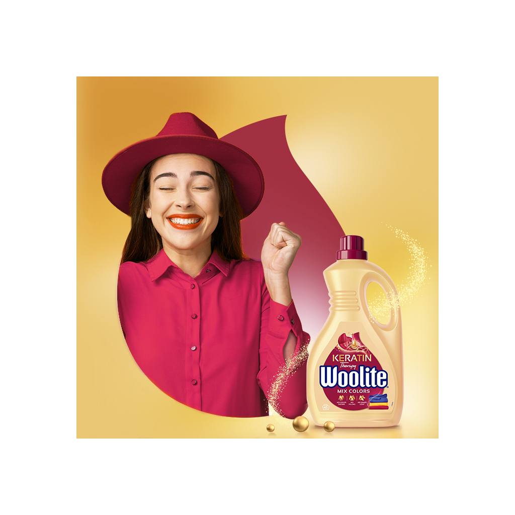 Гель для прання Woolite Для кольорових тканин З кератином 2.7 л (5900627090475) - зображення 2