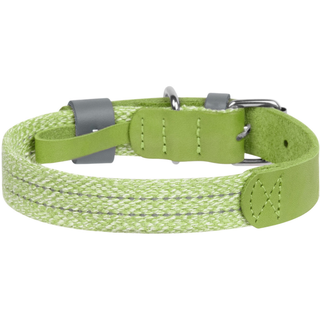 Нашийник для тварин WAUDOG Classic зі шкіри та відновленої бавовни L 25 мм х 38-49 см салатовий (58935) - зображення 2