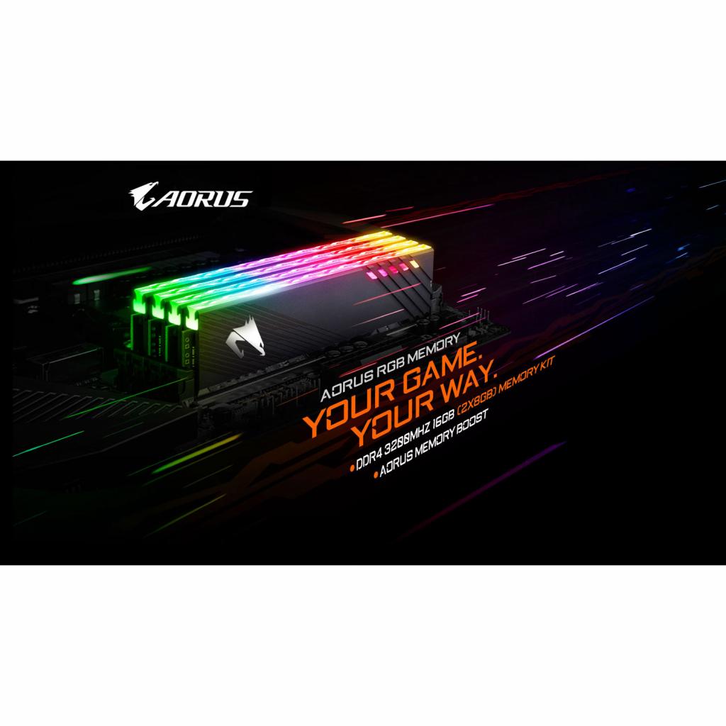 Модуль пам'яті для комп'ютера DDR4 16GB (2x8GB) 3200 MHz RGB Fusion 2.0 AORUS GIGABYTE (GP-ARS16G32) - зображення 5