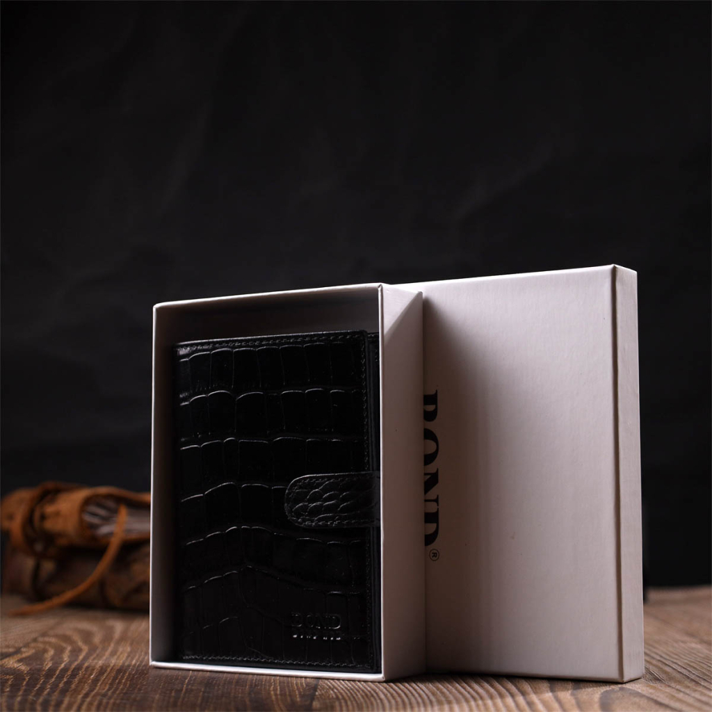 Портмоне Bond Accessories З натуральної шкіри Чорне (22057) - изображение 12