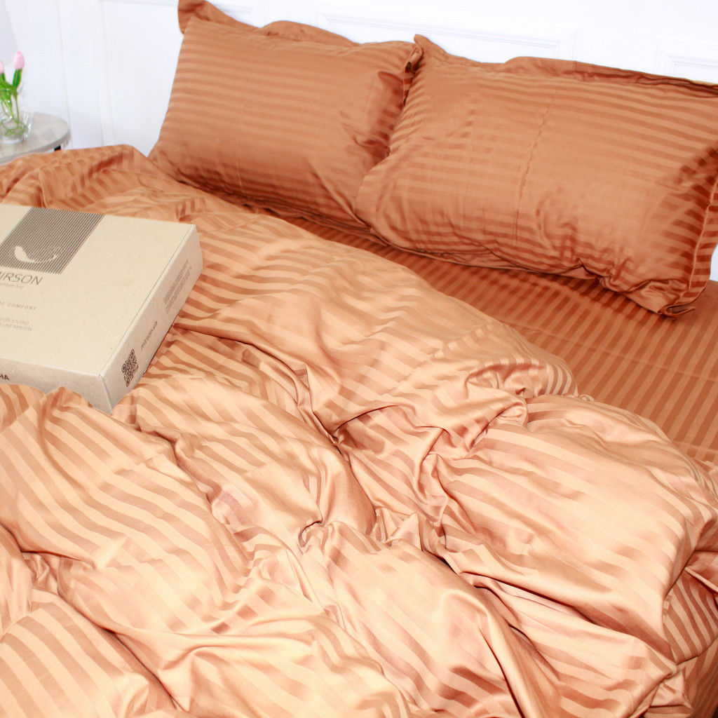 Постільна білизна MirSon Satin Stripe 30-0005 Brown 160х220 Сімейна (2200005249079) - зображення 4