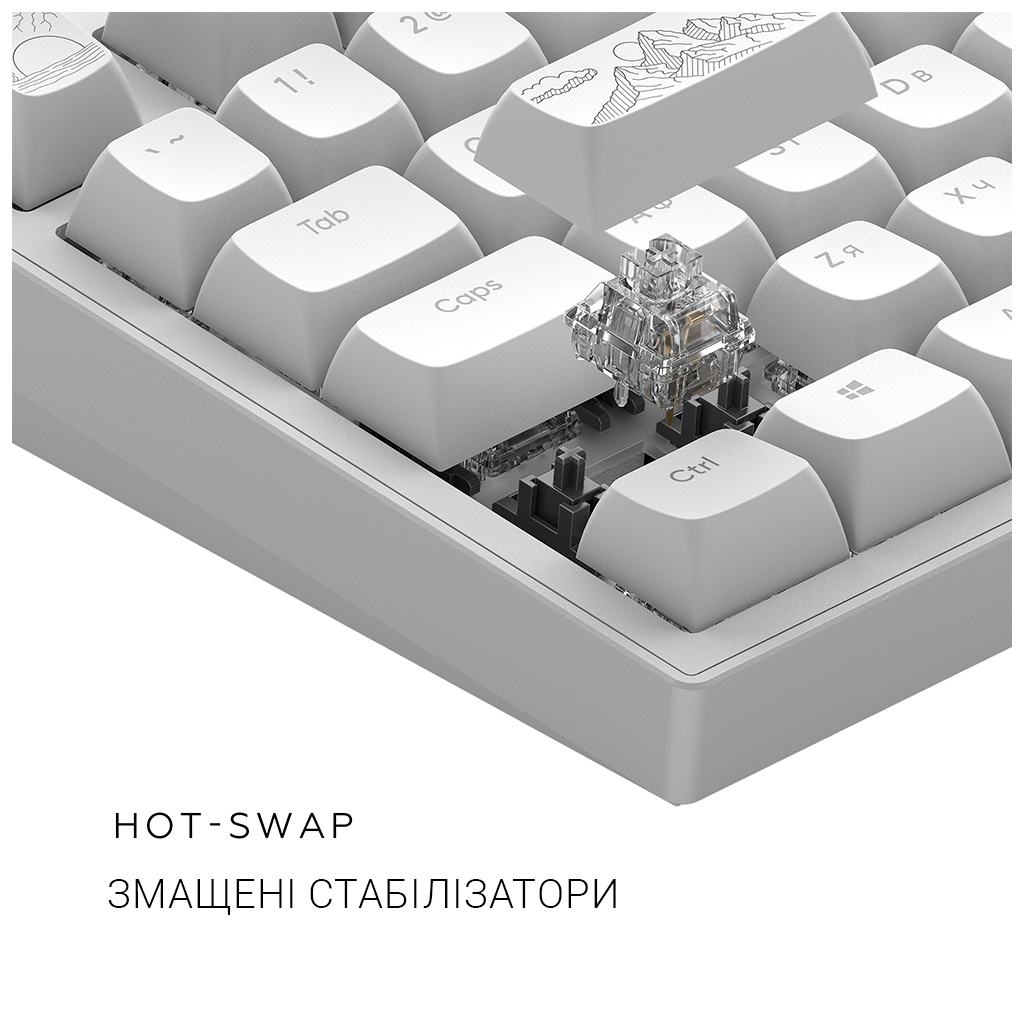 Клавіатура Dark Project ALU81 Terra Nostra PBT RGB Mech G3MS Moonstone White (DPKB_NOSTRA_81_ANSI_WHITE_UA) - зображення 8