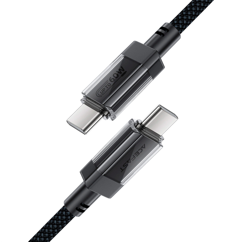 Дата кабель USB-C to USB-C 1.2m 60W stainless steel C12-03 Black Acefast (6974316283317) - зображення 4