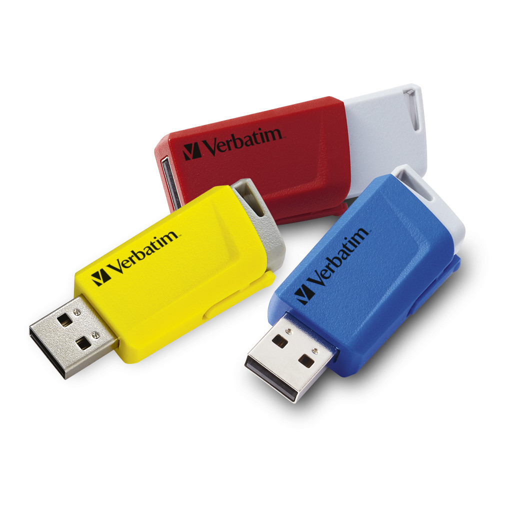USB флеш накопичувач Verbatim 3x16GB Store 'n' Click Red/Blue/Yellow USB 3.2 (49306) - зображення 11