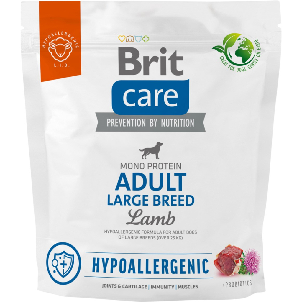 Сухий корм для собак Brit Care Dog Hypoallergenic Adult Large Breed з ягням 1 кг (8595602559091) - зображення 1