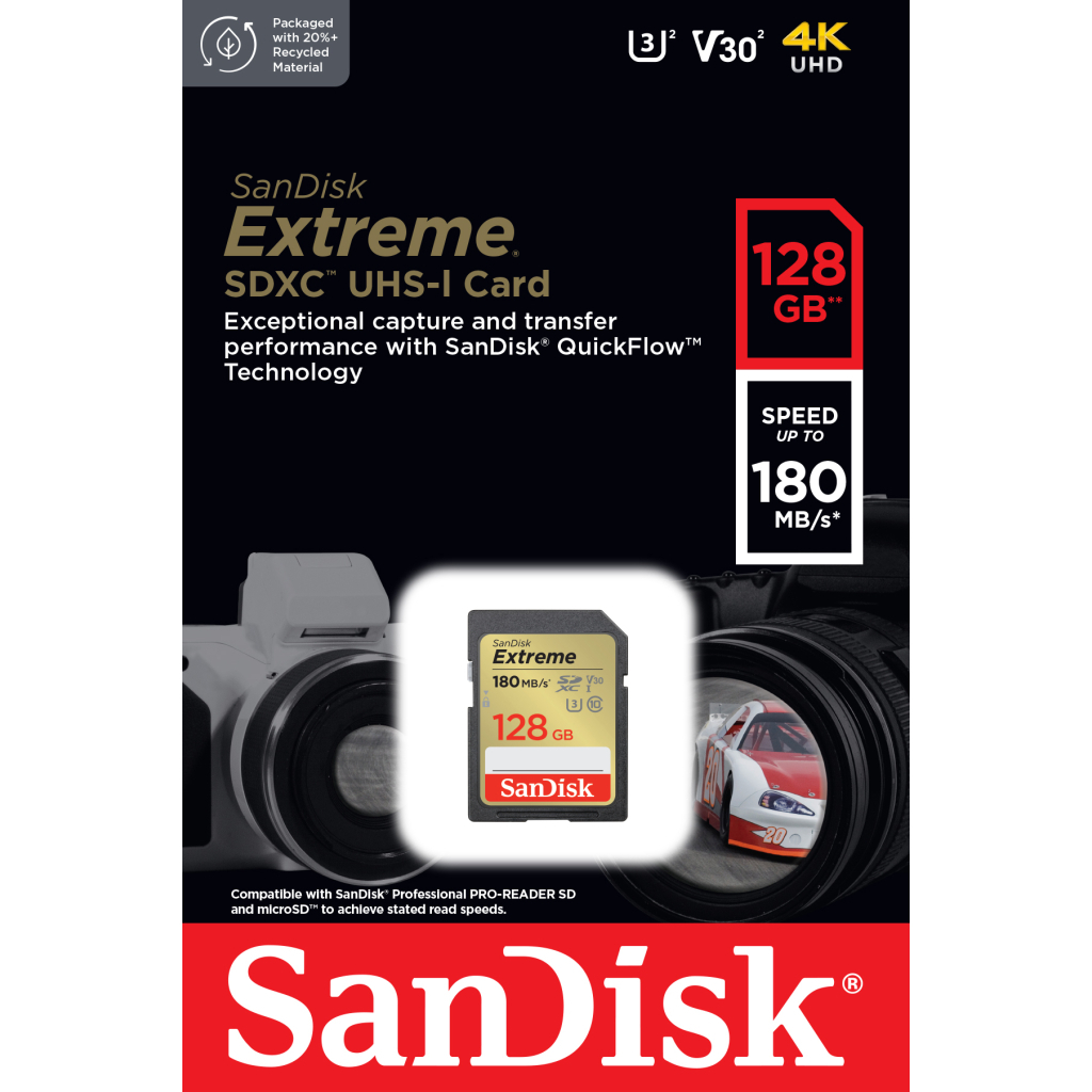 Карта пам'яті SanDisk 128GB SD class 10 UHS-I Extreme (SDSDXVA-128G-GNCIN) - зображення 3
