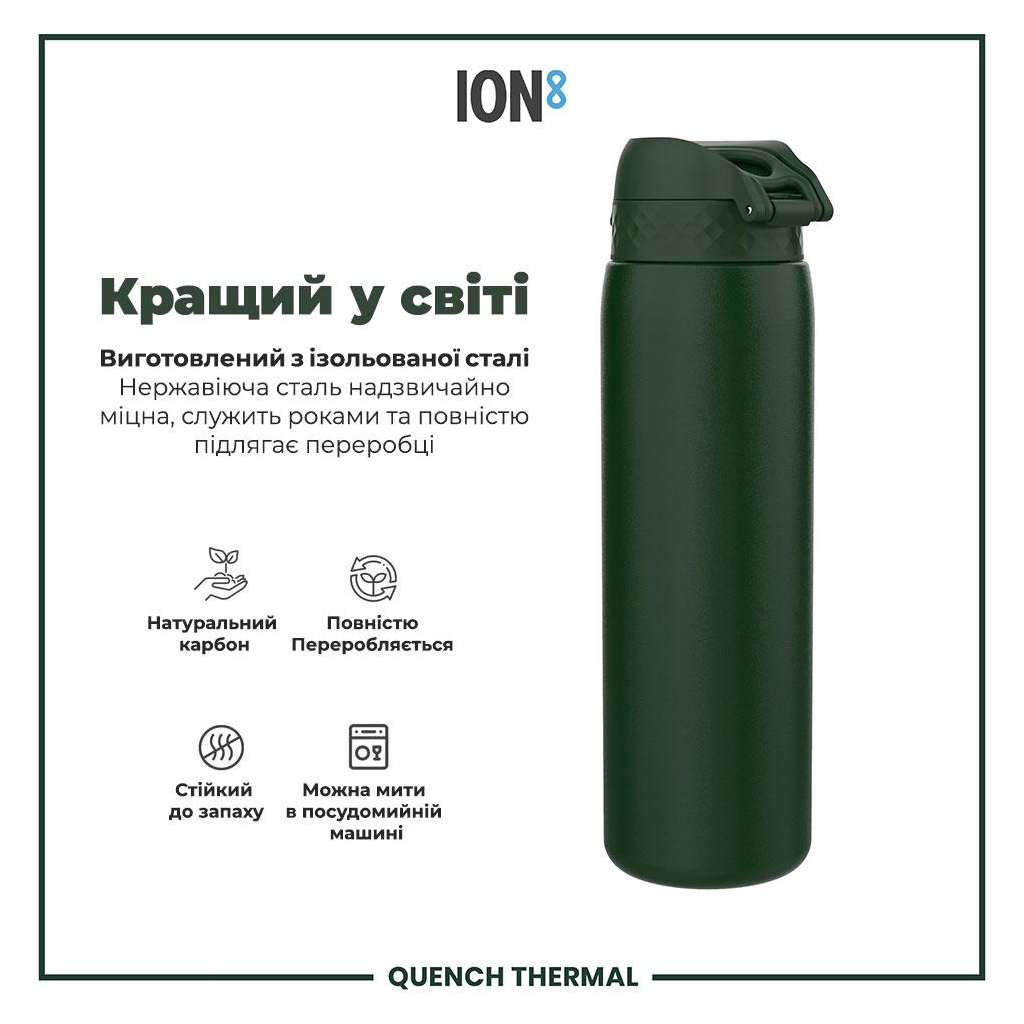 Пляшка для води ION8 OneTouch Vacuum Insulated 920 мл Dark Green (I8TS1000DGRE) - зображення 6