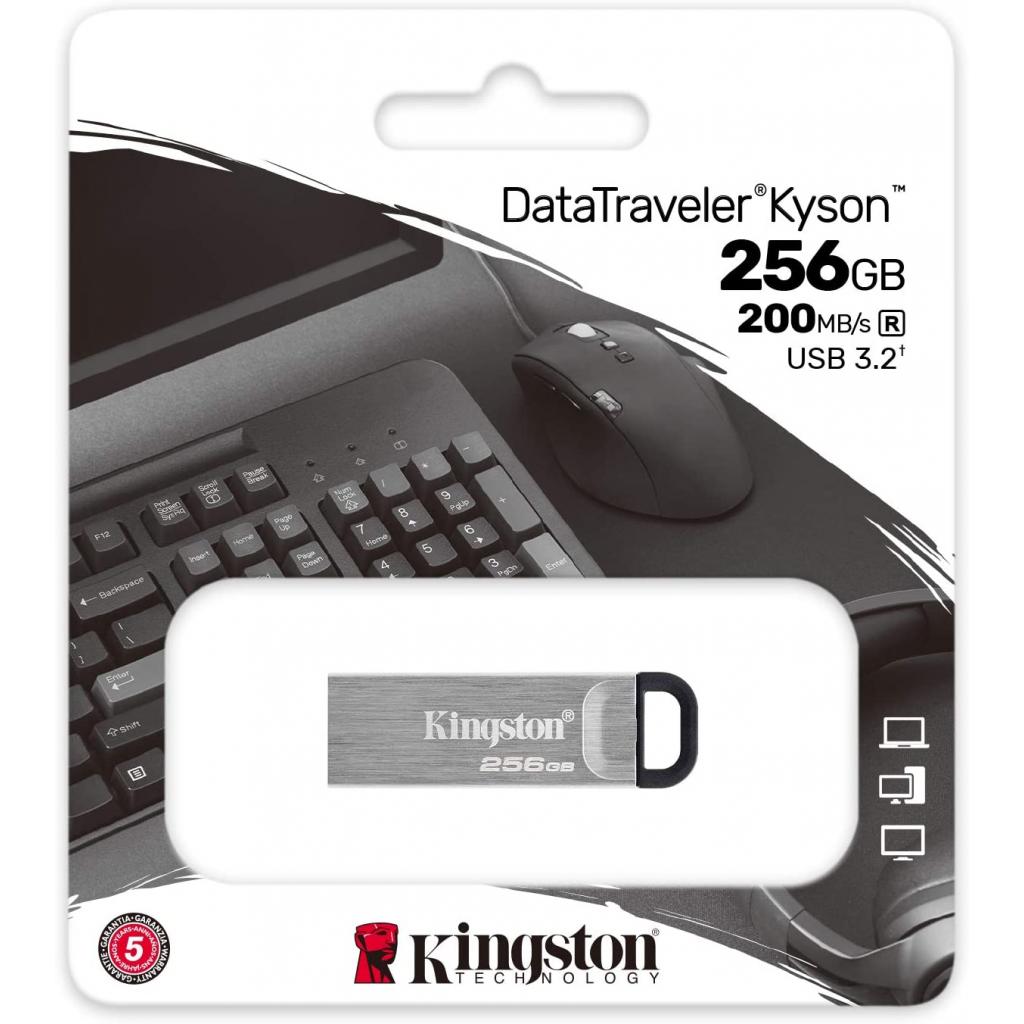 USB флеш накопичувач Kingston 256GB DT Kyson Silver/Black USB 3.2 (DTKN/256GB) - зображення 4