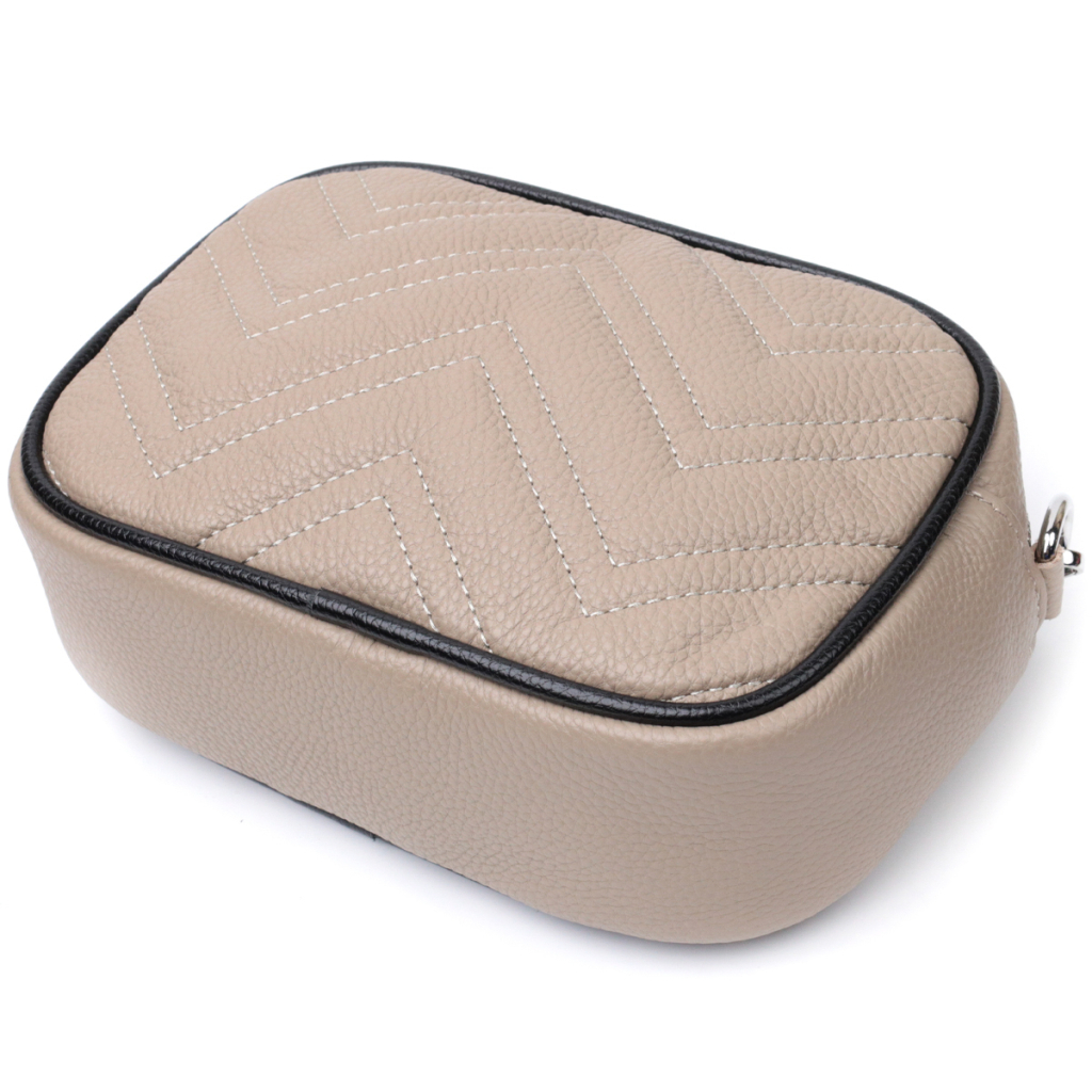 Сумка Vintage Жіноча вечірня на ланцюжку з натуральної шкіри Бежева (22381) - зображення 5