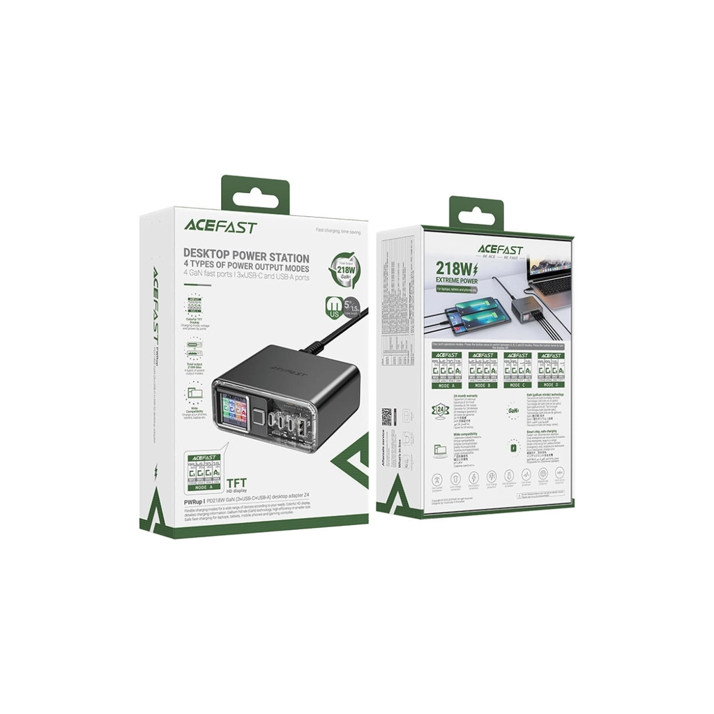 Зарядний пристрій Acefast 4xUSB 218W (3xUSB-C + USB-A) Gan Z4 Fast Charger (6974316282587) - зображення 9