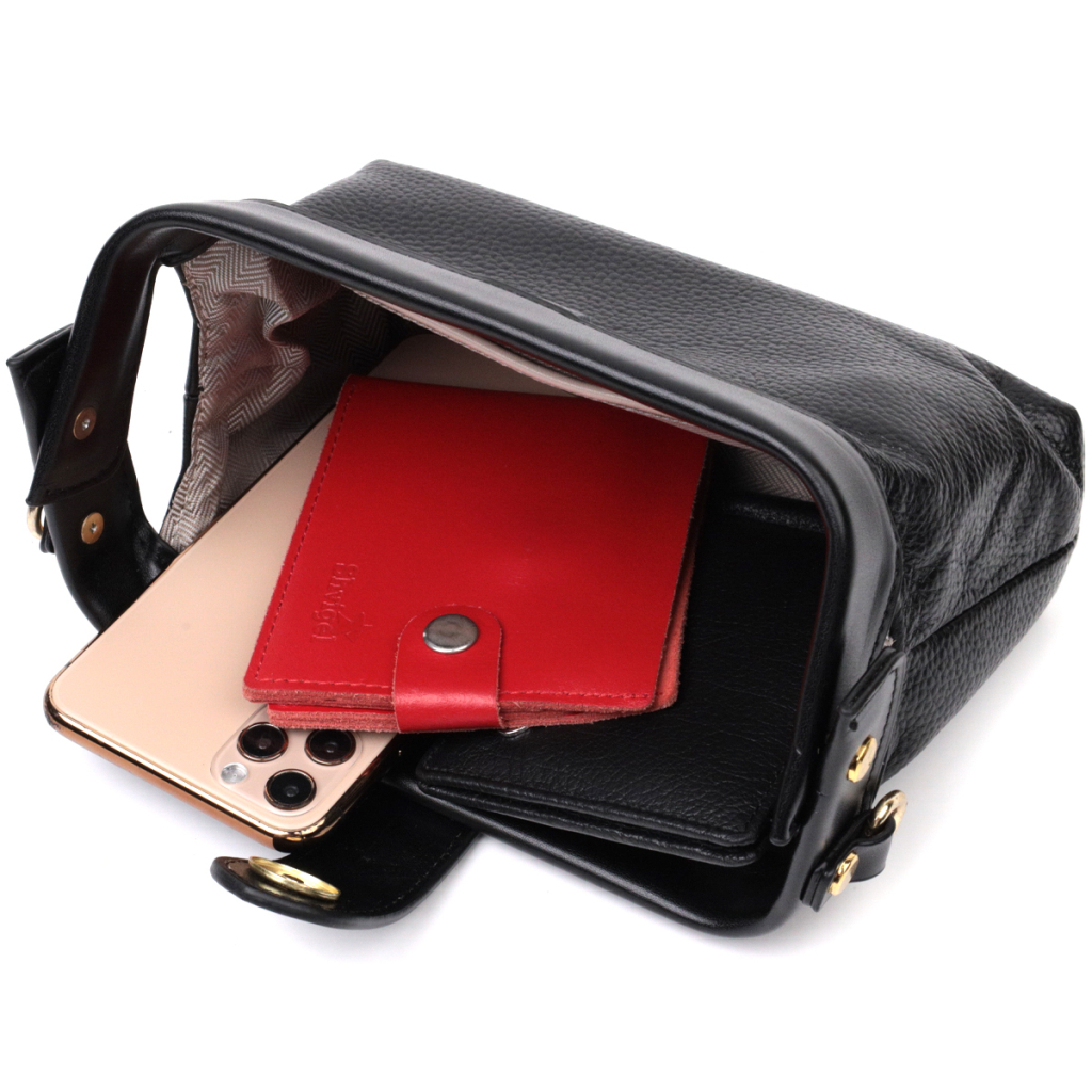 Сумка Vintage Клатч з натуральної шкіри Чорна (22427) - зображення 8