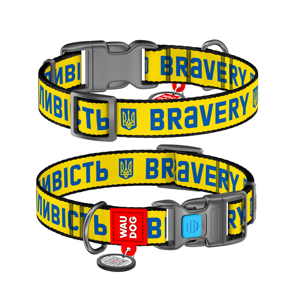 Нашийник для тварин WAUDOG Nylon з QR паспортом "Сміливість" пластиковий фастекс XL (4504-0231) - зображення 1
