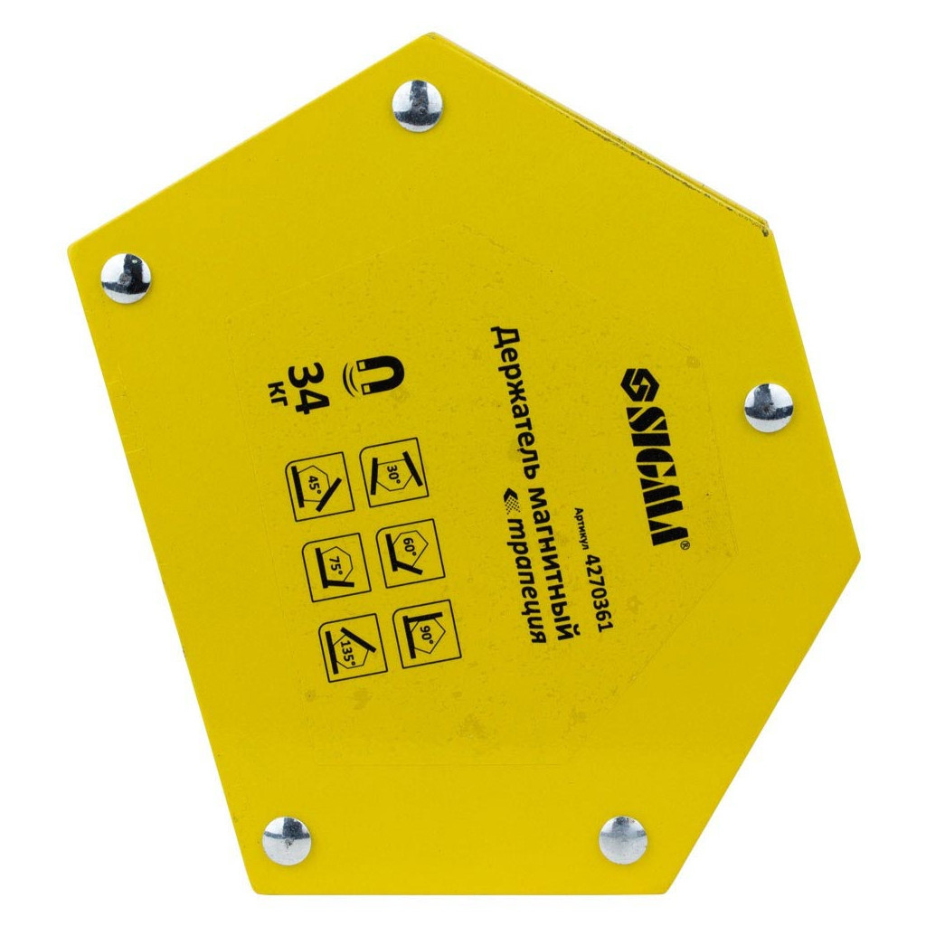 Магніт для зварювання Sigma трапеція 34кг 105x65x65x45мм (30,45,60,75,90,135 °) (4270361) - изображение 2