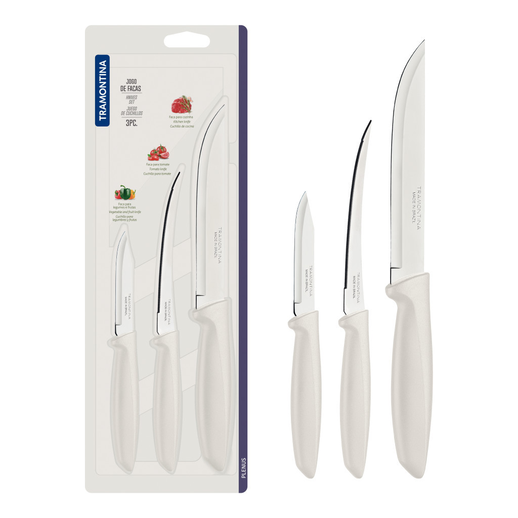 Набір ножів Tramontina Plenus Light Grey 3 шт (23498/313) - зображення 5