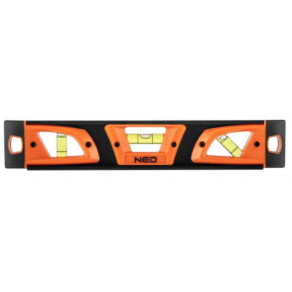 Рівень Neo Tools алюмінієвий, 25 см, 3 капсули, фрезерований, 2 ручки, магніт (71-001) - зображення 1