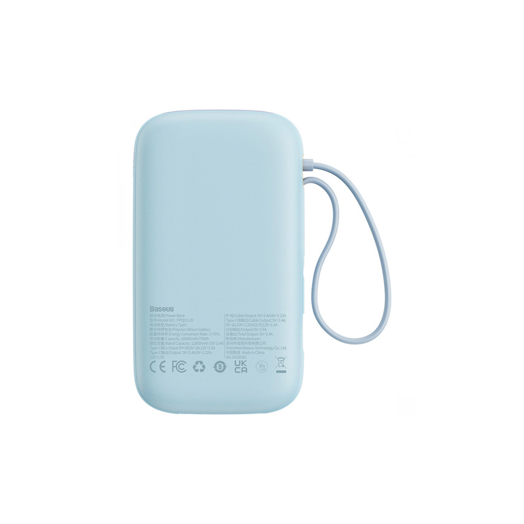 Батарея універсальна Baseus Qpow2 20000mAh 22.5W PD, QC/3.0 Blue (P10055002313-00) - picture 3
