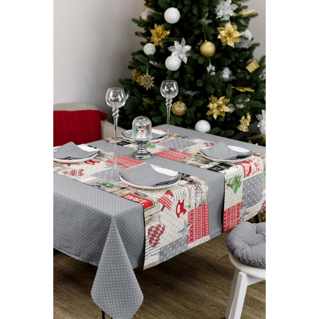 Скатертина Прованс Merry Christmas сіра 220x132 см (4823093451575) - зображення 4