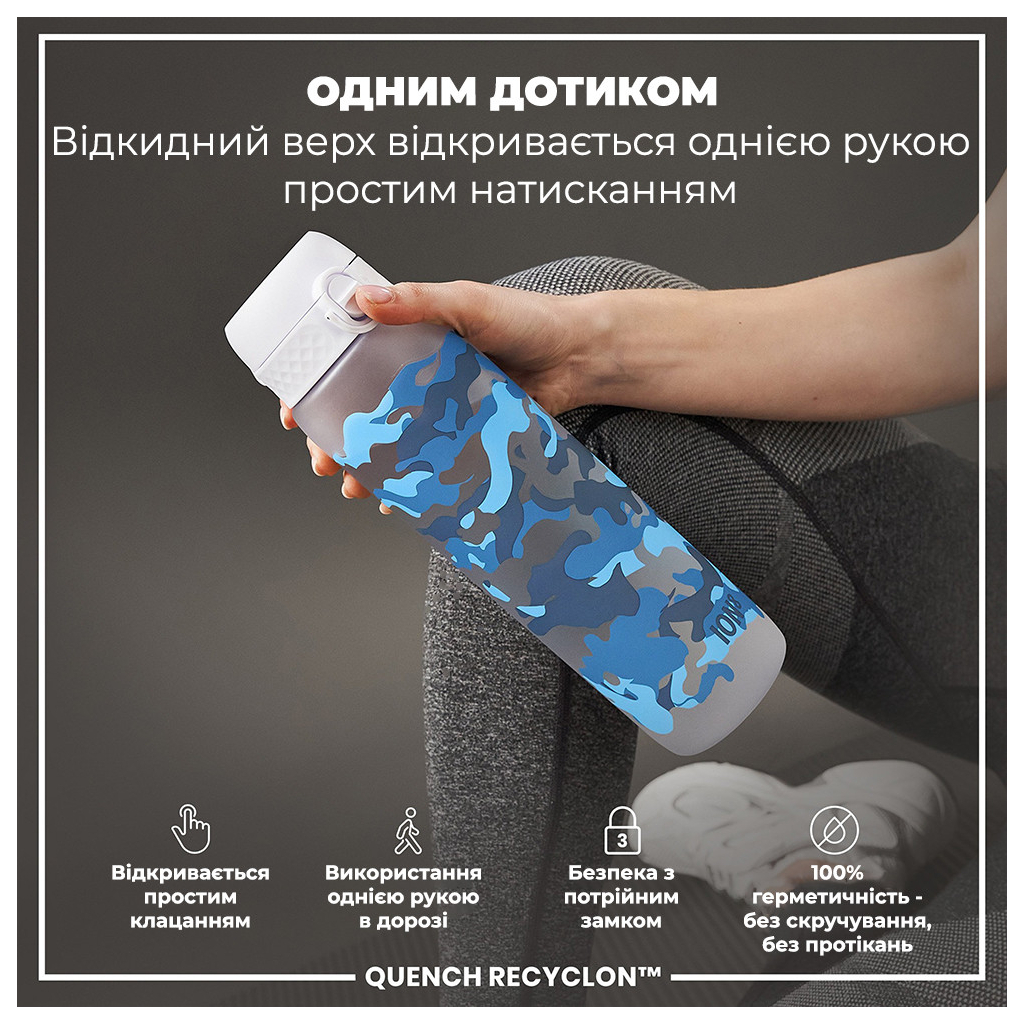 Пляшка для води ION8 OneTouch Times To Drink 1000 мл BPA Free, Camo (I8RF1000PICAMO) - зображення 2