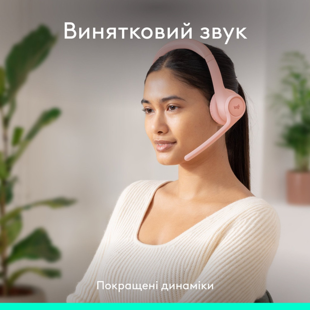 Навушники Logitech Zone 300 Bluetooth Rose (981-001412) - зображення 3