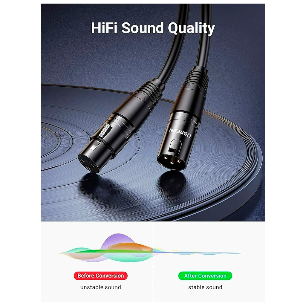 Кабель мультимедійний XLR M to XLR F 5.0m AV130 black UGREEN (20712) - зображення 3