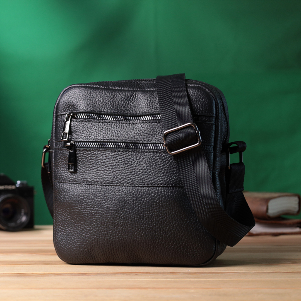 Сумка Shvigel З зернистої натуральної шкіри Чорна (22847) - зображення 9