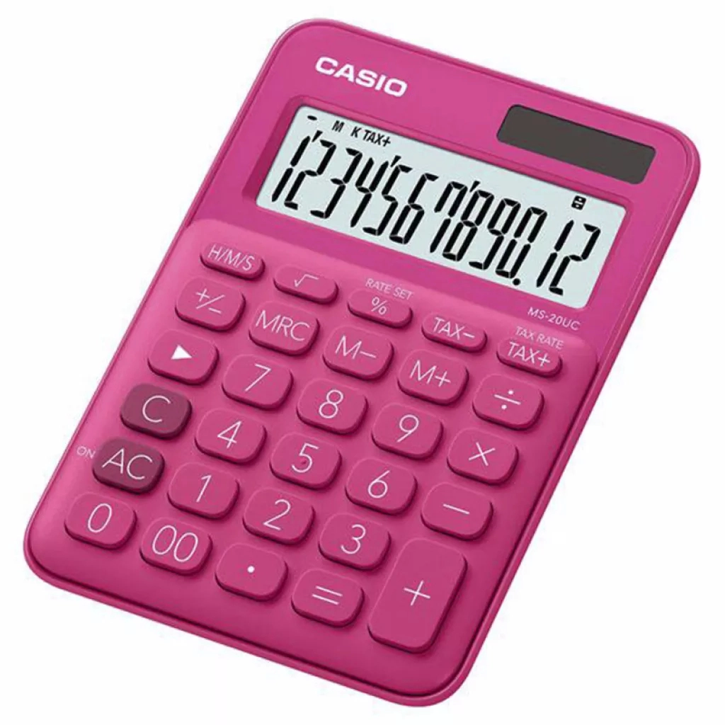 Калькулятор Casio MS-20UC-RD-W-EC, червоний (CALC-CAS-MS-20UC-RD) - изображение 1