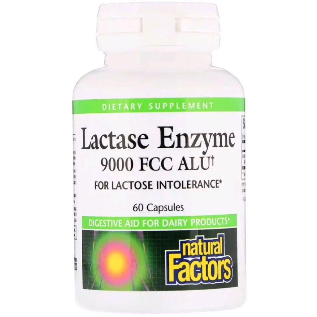 Вітамінно-мінеральний комплекс Natural Factors Ензим Лактази, Lactase Enzyme, 9000 FCC ALU, 60 Капсул (NFS-01740) - зображення 1