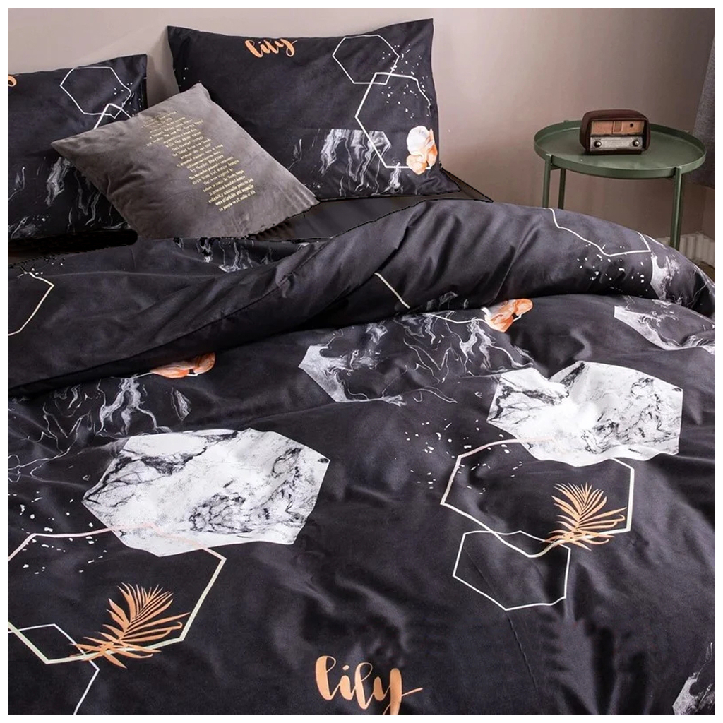 Постільна білизна MirSon Бязь Premium 17-0309 Black marble Сімейна 160x220 (2200002357357) - зображення 1