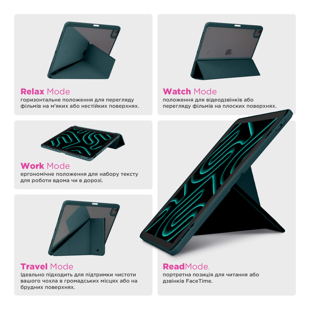 Чохол до планшета Armorstandart Y-Type PEN Samsung Galaxy Tab S9 / S9 FE / S10 FE Pine Green (ARM85521) - зображення 3