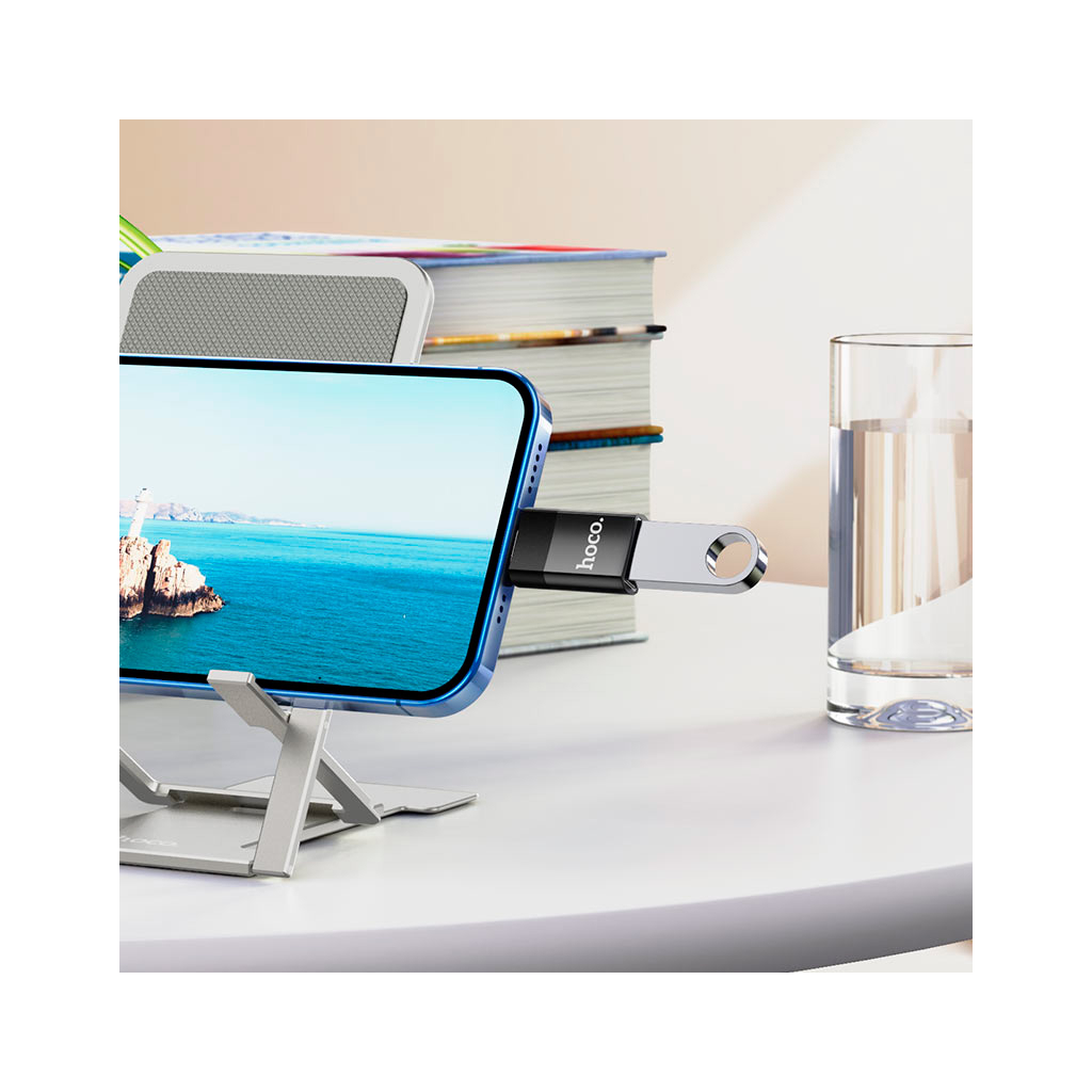 Перехідник UA17 Lightning M to USB F USB2.0 no data transfer Black HOCO (6931474761989) - изображение 8