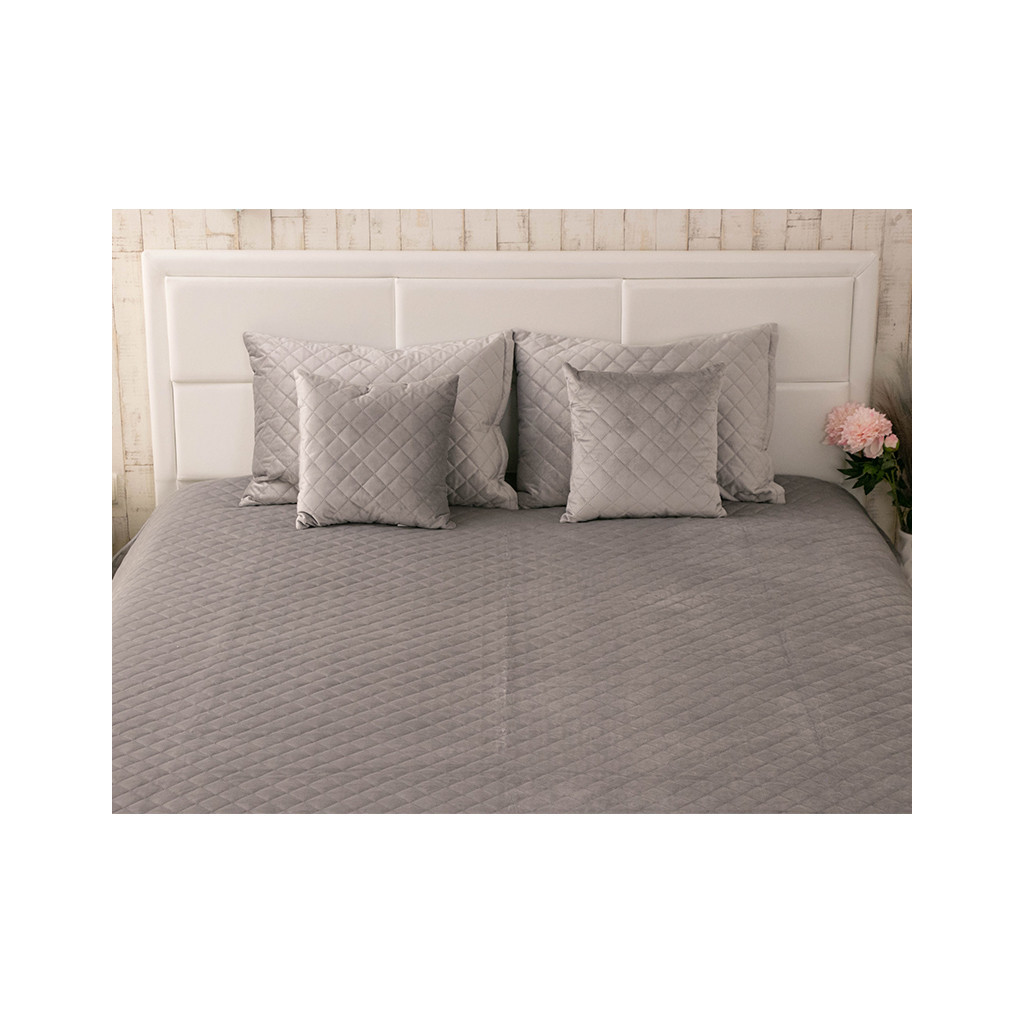Покривало Руно двостороннє декоративне Velour Grey ромб 220х240 см (330.55_Grey ромб) - зображення 3