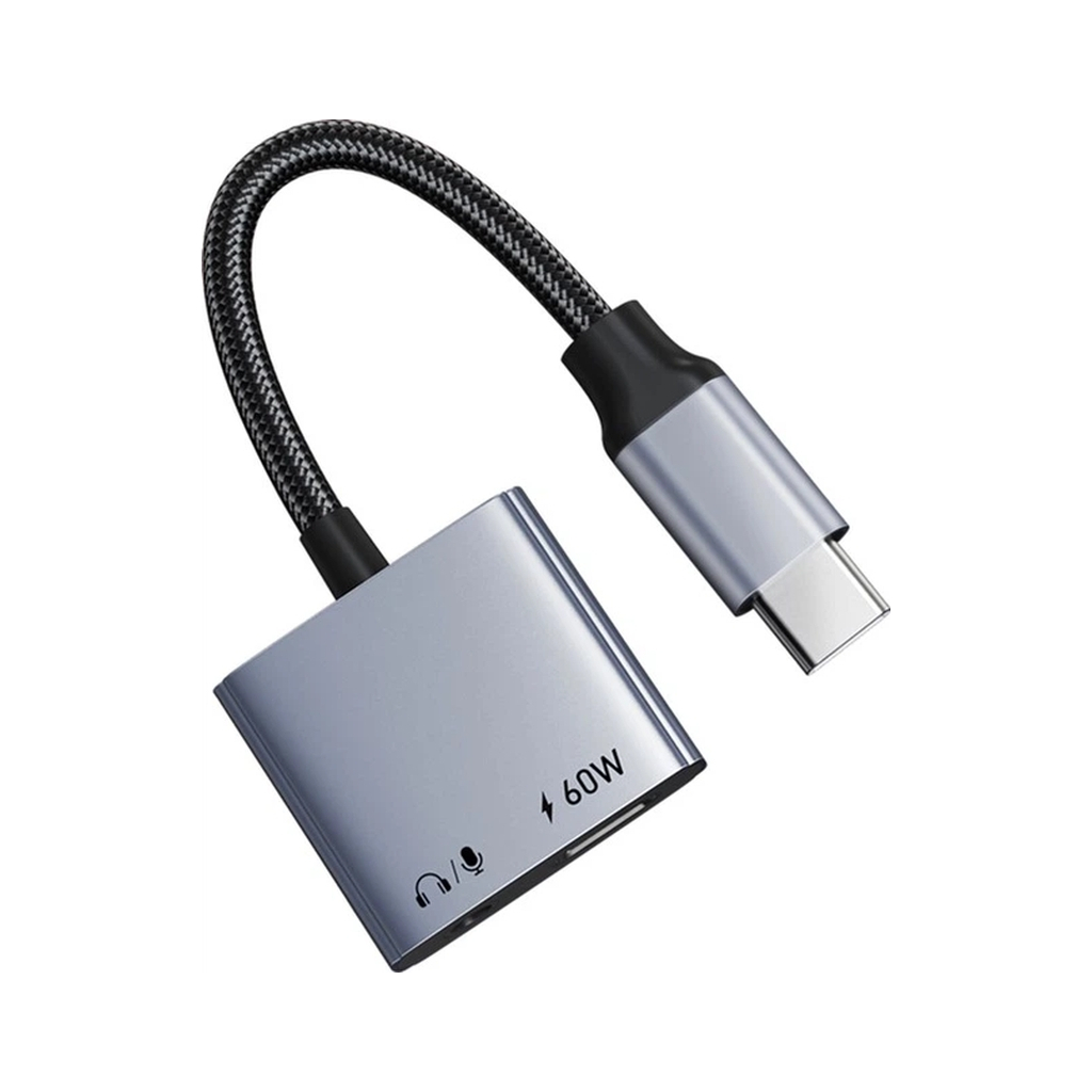 Перехідник USB-C M to 3.5mm F + USB-C F PD60W Cabletime (CA915750) - зображення 3