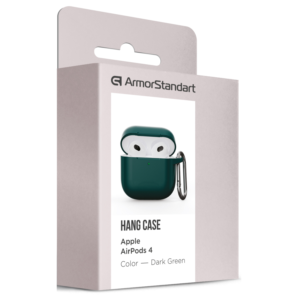 Чохол для навушників Armorstandart Hang Case для Apple AirPods 4 Dark Green (ARM81280) - зображення 3