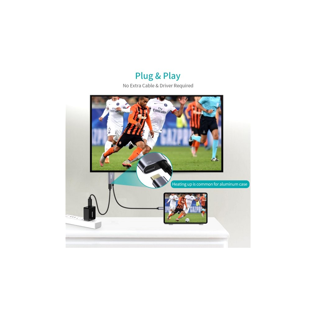 Кабель мультимедійний USB-C to HDMI M 1.8m 4K60Hz Choetech (XCH-M180GY) - изображение 6