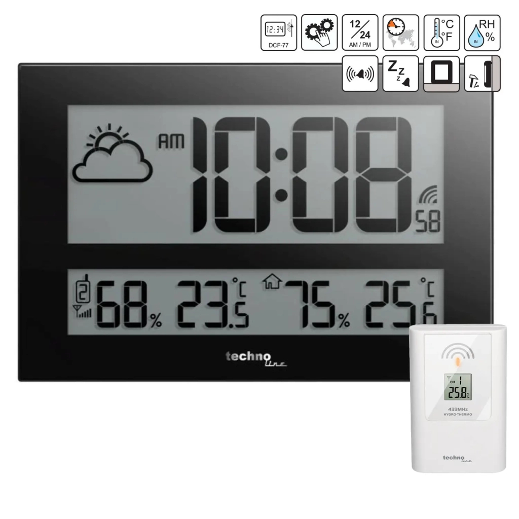 Настінний годинник Technoline WS8011 Black (DAS301307) - зображення 9