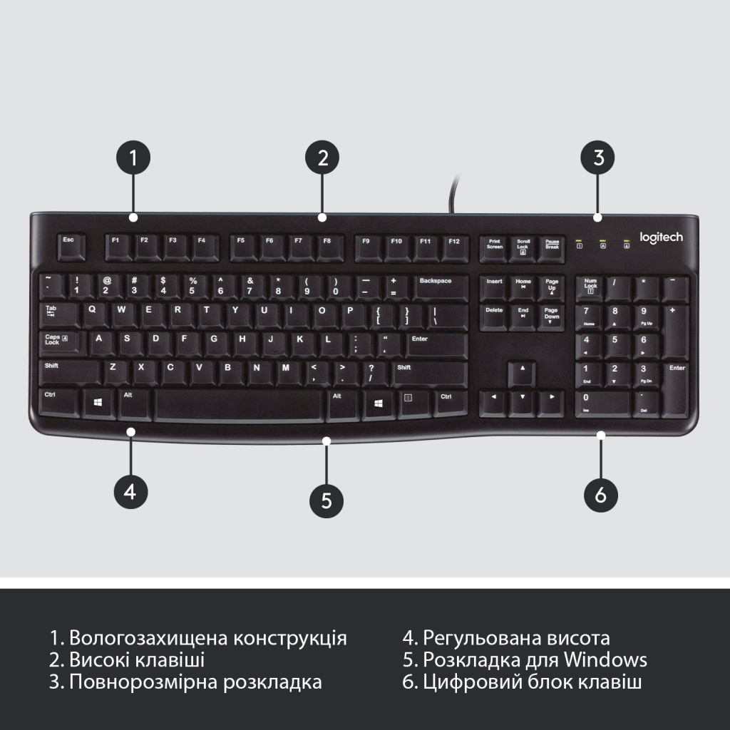 Клавіатура Logitech K120 Ukr (920-002643) - зображення 6