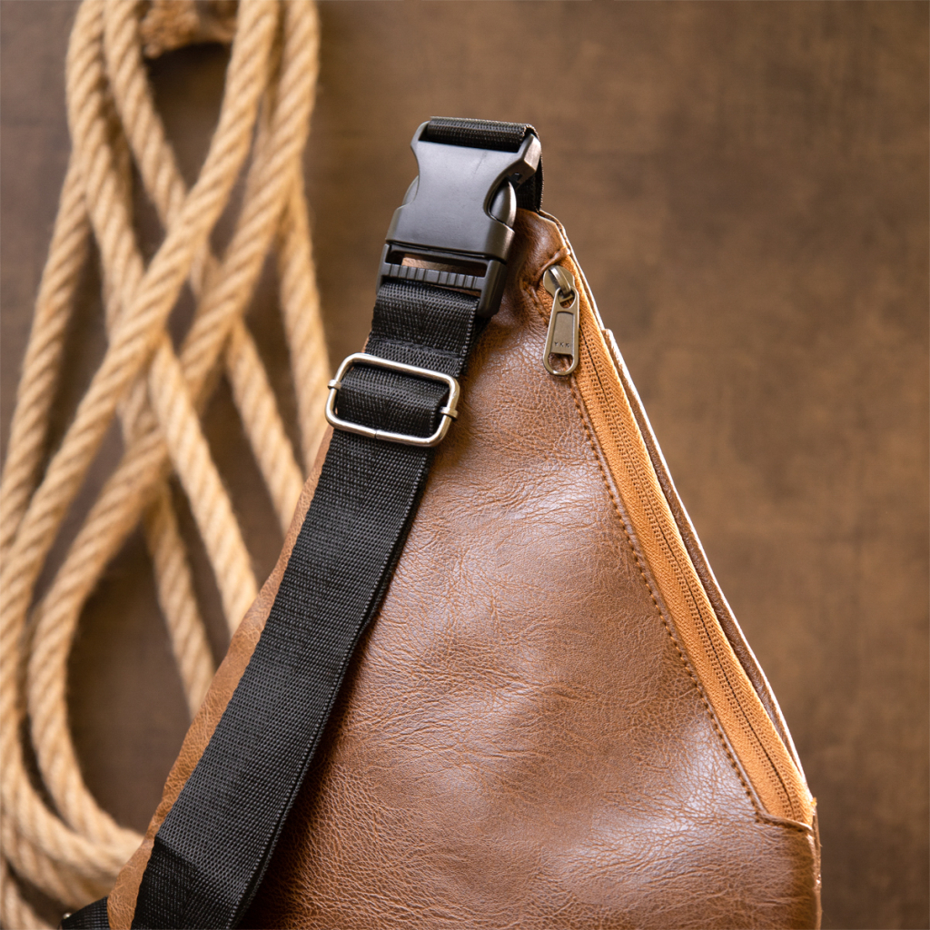 Сумка Vintage Слінг шкірозамінник Світло-коричнева (20567) - зображення 9