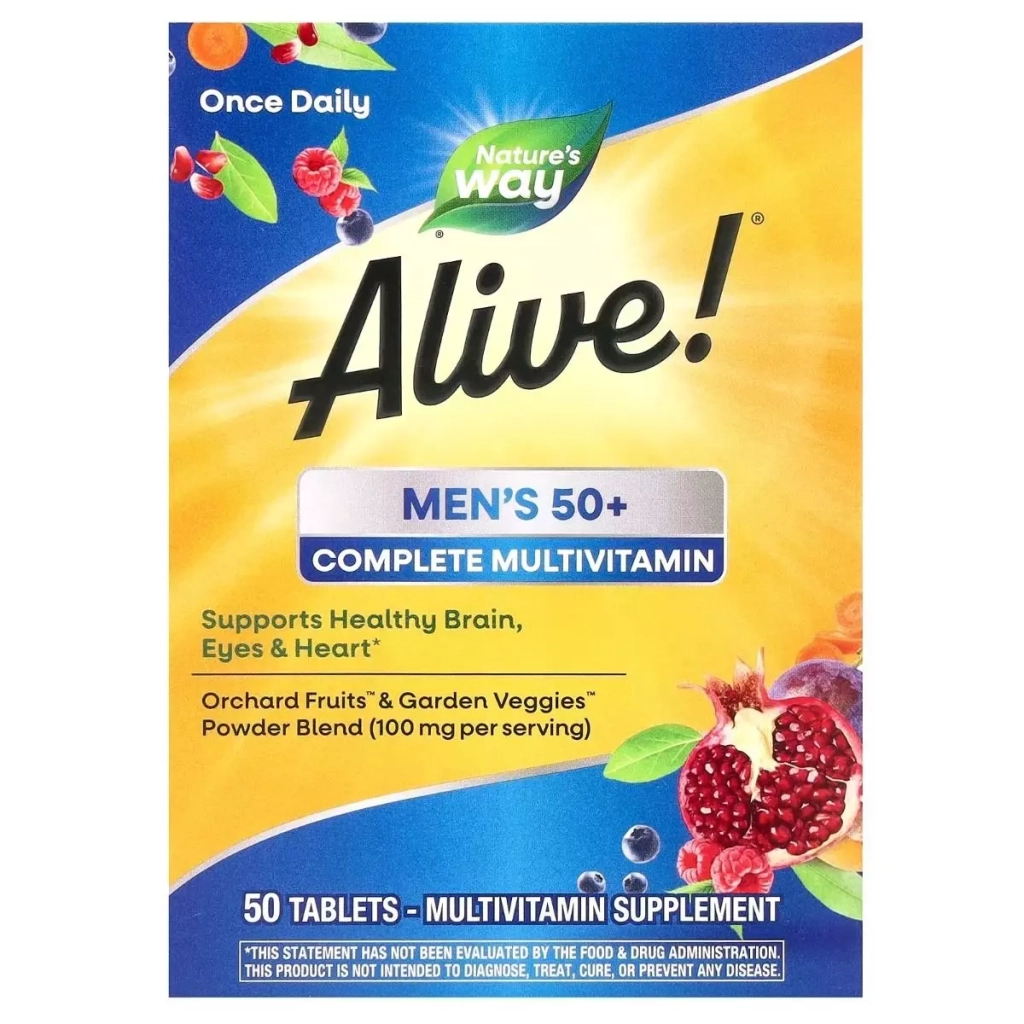 Мультивітамін Nature's Way Мультивітаміни для чоловіків 50+ Alive! Men's 50+ Complete Multivitamin, 50 т (NWY-13661) - зображення 1