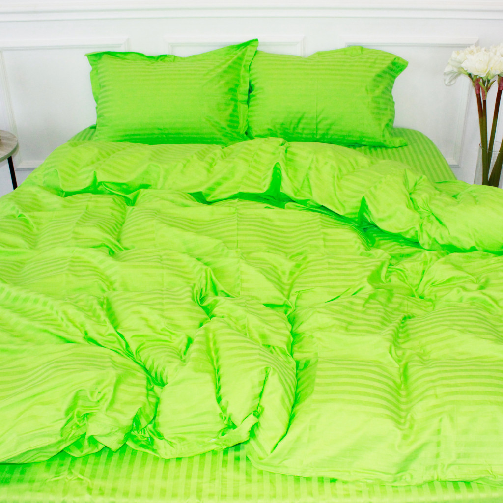 Постільна білизна MirSon Satin Stripe 30-0016 Light Green 160х220 Сімейна (2200005253700) - зображення 2