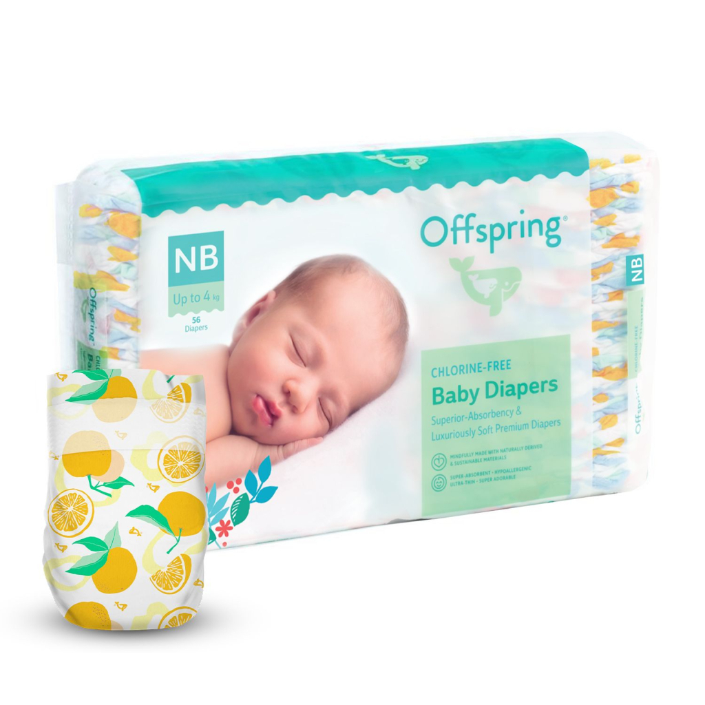 Підгузки Offspring Tangy Orange розмір NB до 4 кг 56 шт (DP-OI-FAT-NB56P-TGYORN) - изображение 1