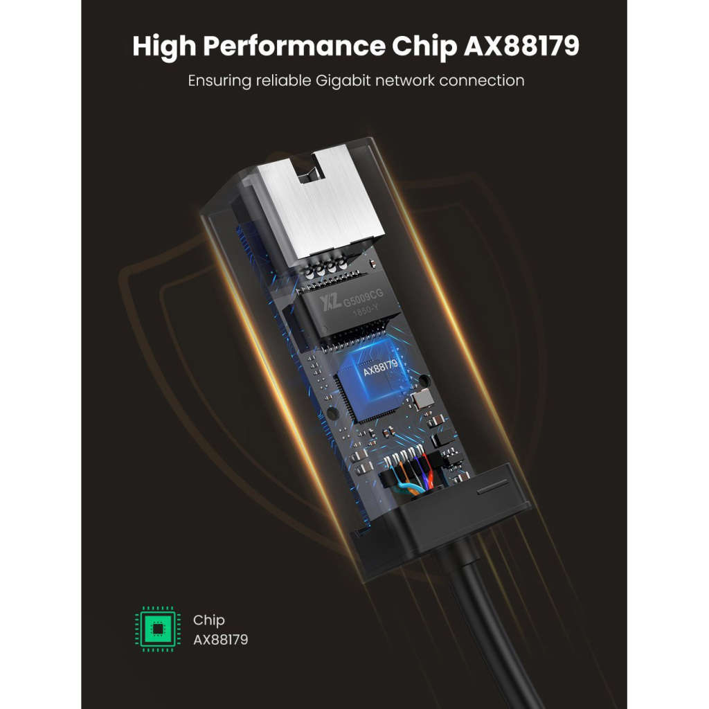 Перехідник USB 3.0 AM to RJ45 Ethernet 1000Mbps CR111 Black Ugreen (20256) - изображение 4