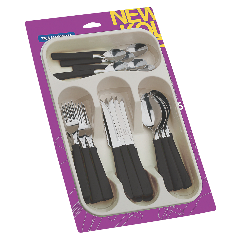 Набір столових приборів Tramontina New Kolor 25 предметів в лотку Чорний (23198/075) - зображення 1