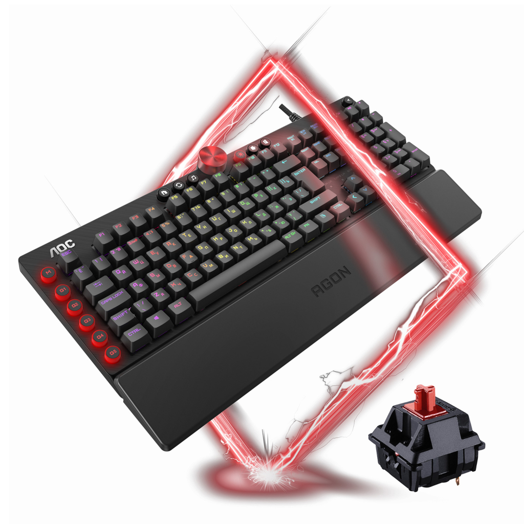 Клавіатура AOC AGK700 RGB Cherry MX Red USB Black (AGK700DR2R) - зображення 9